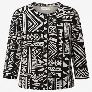 Alfred Dunner Black and White Geometric Blazer